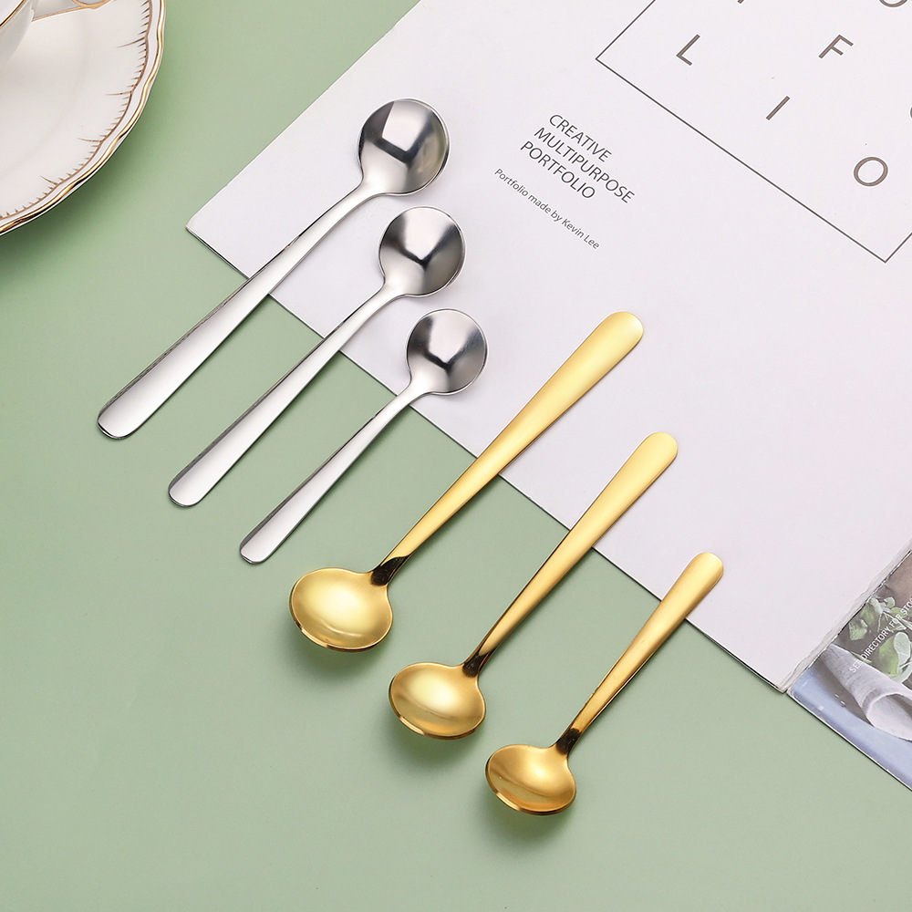 304 mini spoon, stainless steel mixing spoon, monosodium glutamate and salt seasoning spoon, small spoon, golden round spoon, milk powder spoon Specification drawing