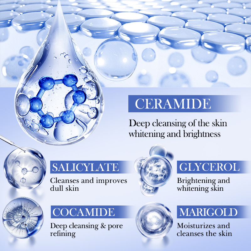 All-english BIOAOUA ceramide Salicylic Acid Facial Cleanser and Cleansing facial Cleanser cross-border export wholesale Specification drawing