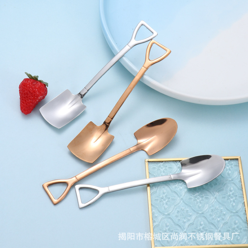 Manufacturer's 304 stainless steel spoon, watermelon spoon, spatula spoon, creative dessert spoon, ice cream spoon, cross-border LOGO details Picture