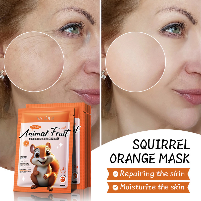 Cross-border wholesale of SADOER Squirrel Orange Nourishing and Repairing Facial mask in English Item Picture