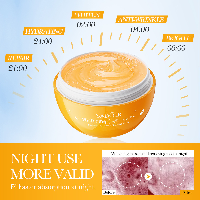Cross-border wholesale of SADOER mango Whitening, anti-wrinkle, Moisturizing sleeping Mask and hydrating mask in English details Picture
