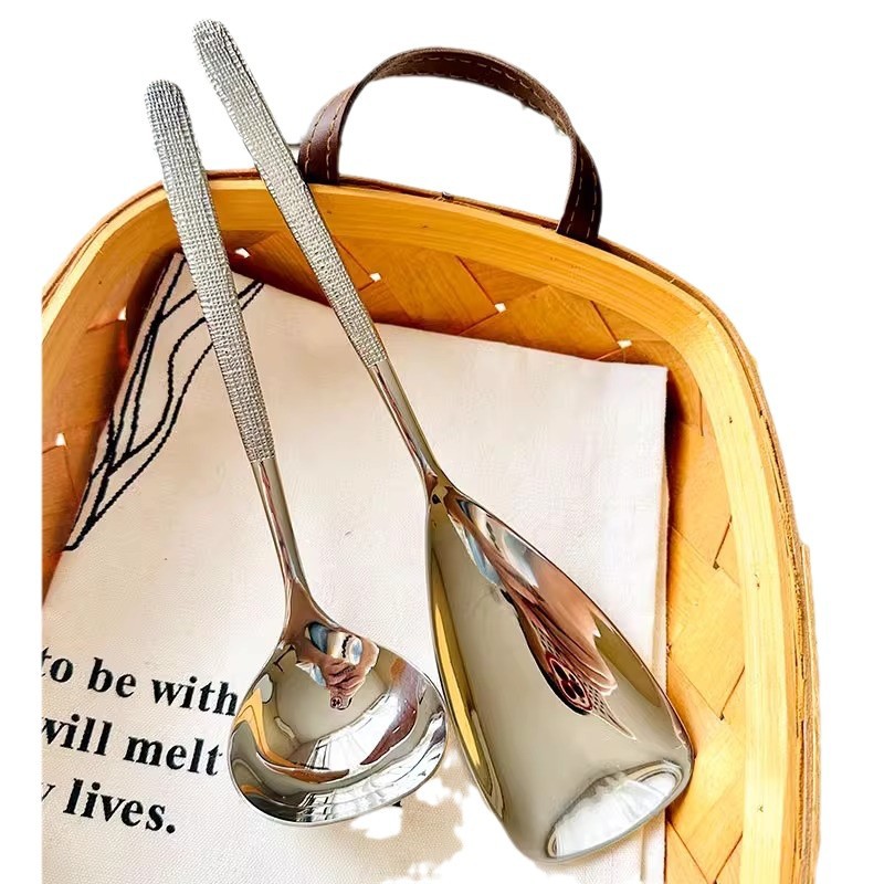 304 stainless steel hammer-patterned spoon, deepened hammer-patterned serving spoon, public spoon, household stir-frying spatula, restaurant kitchenware, hot pot spoon Item Picture