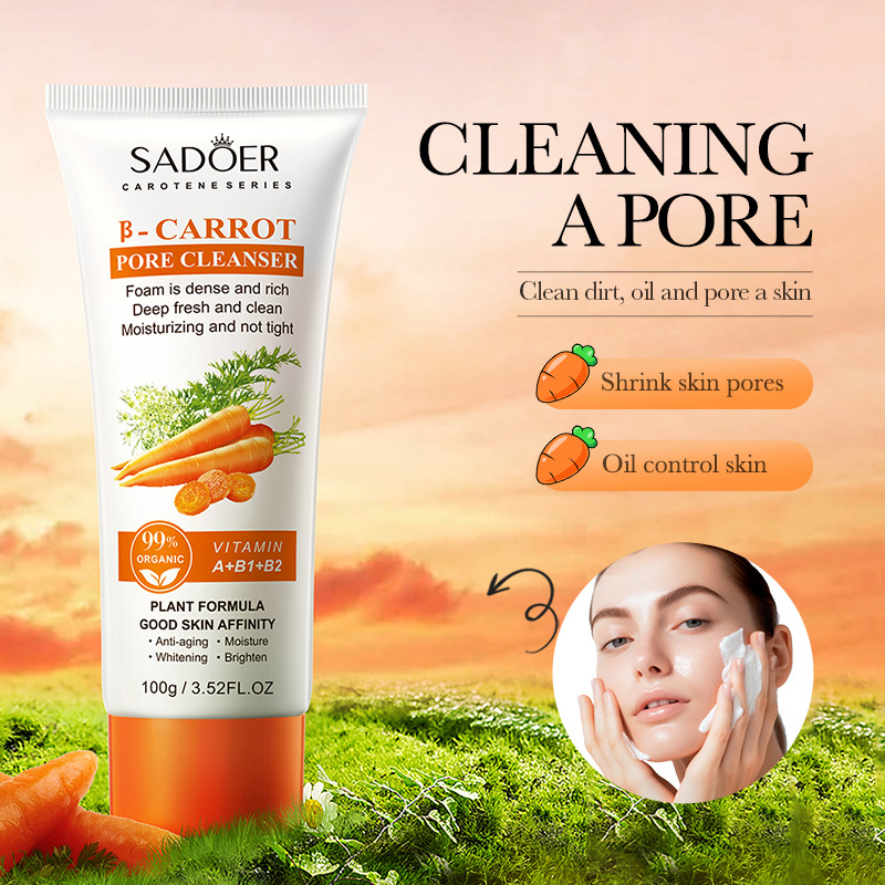 All-english SADOER Carrot Pore-Cleansing Facial Cleanser Cross-border export wholesale details Picture