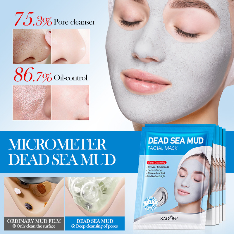 Cross-border wholesale of SADOER Dead Sea Mud Deep Cleansing Mask, Whitening and Blackhead Removal Mask in full English Application Scenario
