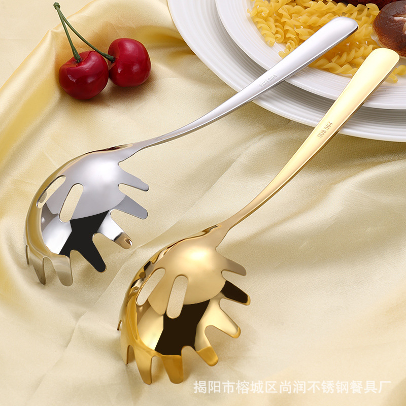 304 stainless steel noodles, stir-fried noodles, noodle scooping spoon, noodle scooping strainer, kitchen tools, pasta, stir-fried noodles, noodle scooping spoon Specification drawing