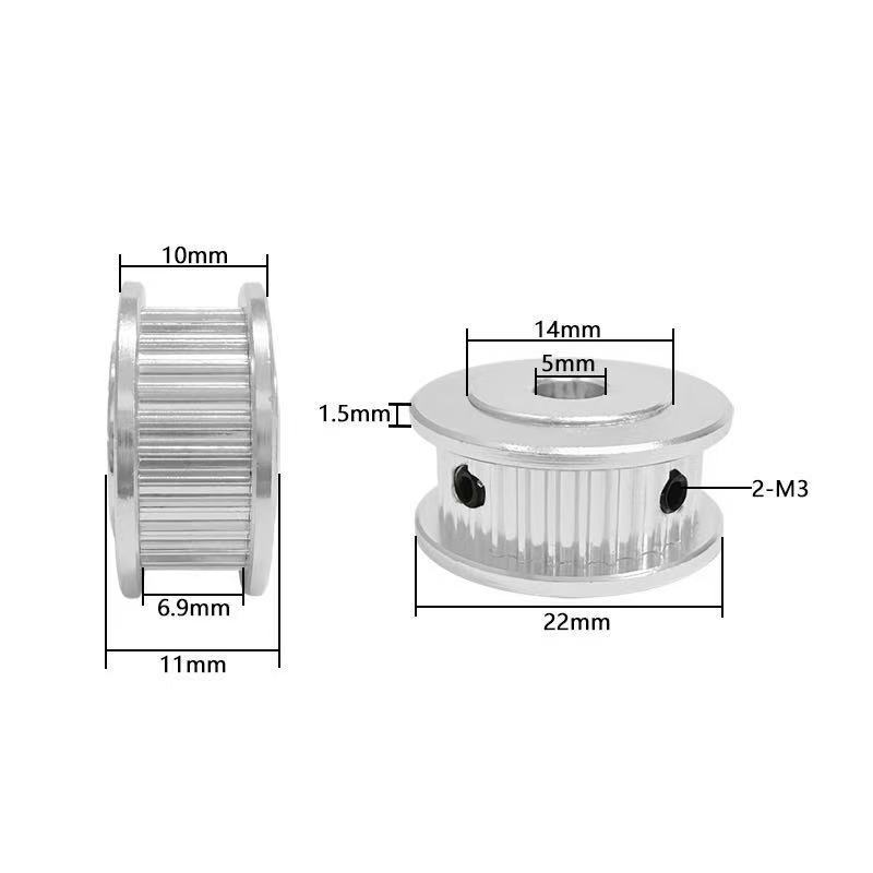 2GT synchronous pulley M3 set screw 20-tooth pulley inner diameter 5 belt width 6/9/10mm 3D printer accessories undefined