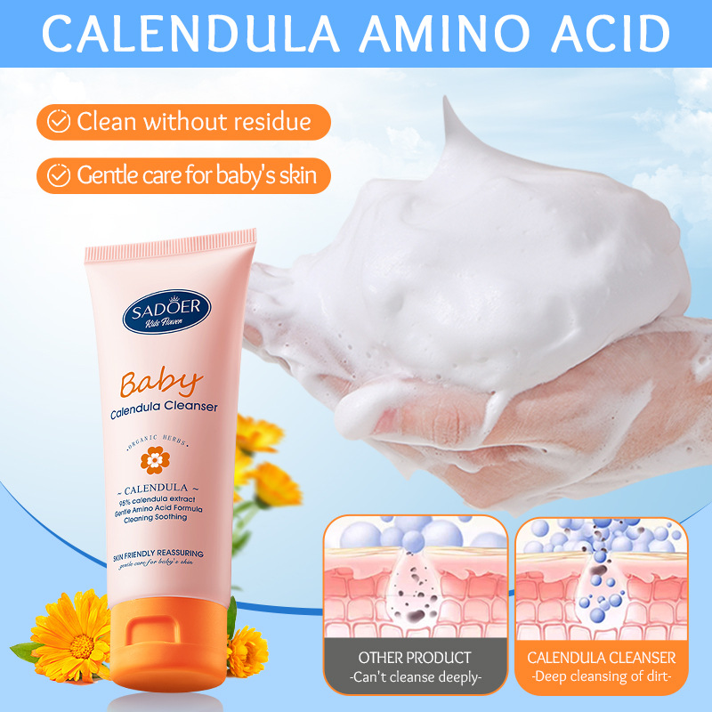 SADOER Children's Calendula amino Acid Gentle Soothing Facial Cleanser Cross-border export wholesale Application Scenario