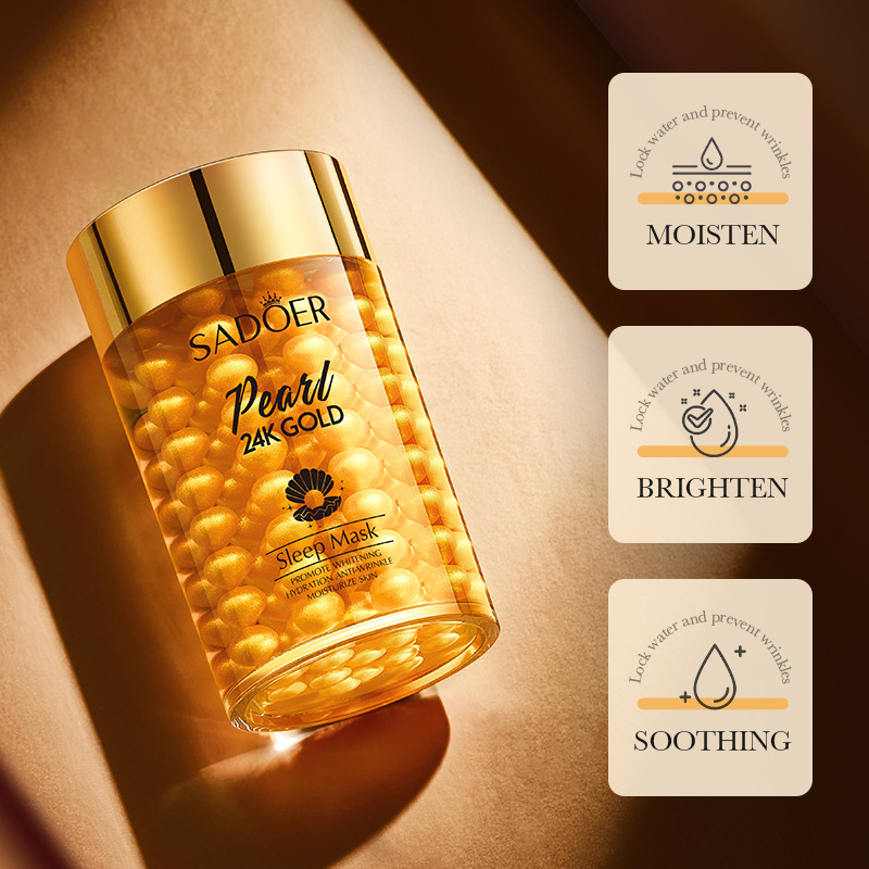 Cross-border wholesale of all-English SADOER24K gold Pearl Collagen Whitening and Moisturizing Sleeping Mask and Hydrating Mask Specification drawing
