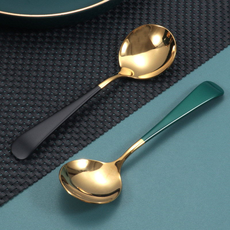 Factory wholesale of popular 304 stainless steel round spoons, children's rice spoons, tableware, dessert soup spoons, creative spoons, Logo Specification drawing