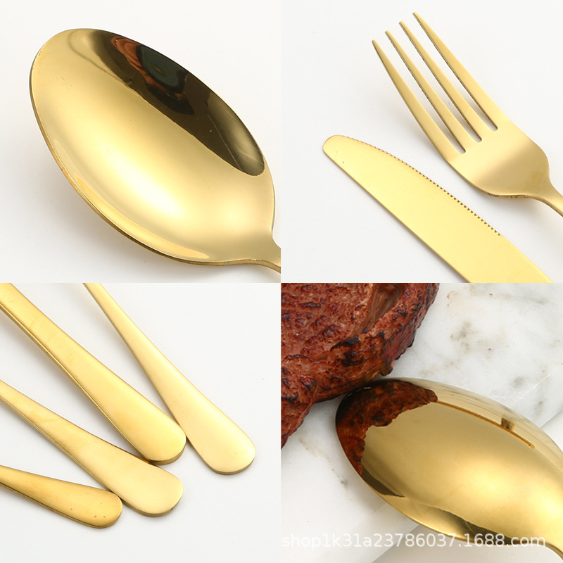 Stainless steel tableware set, portable tableware knife, fork and spoon 24-piece set, coffee spoon, dessert, steak, Western cuisine knife, fork and spoon Specification drawing