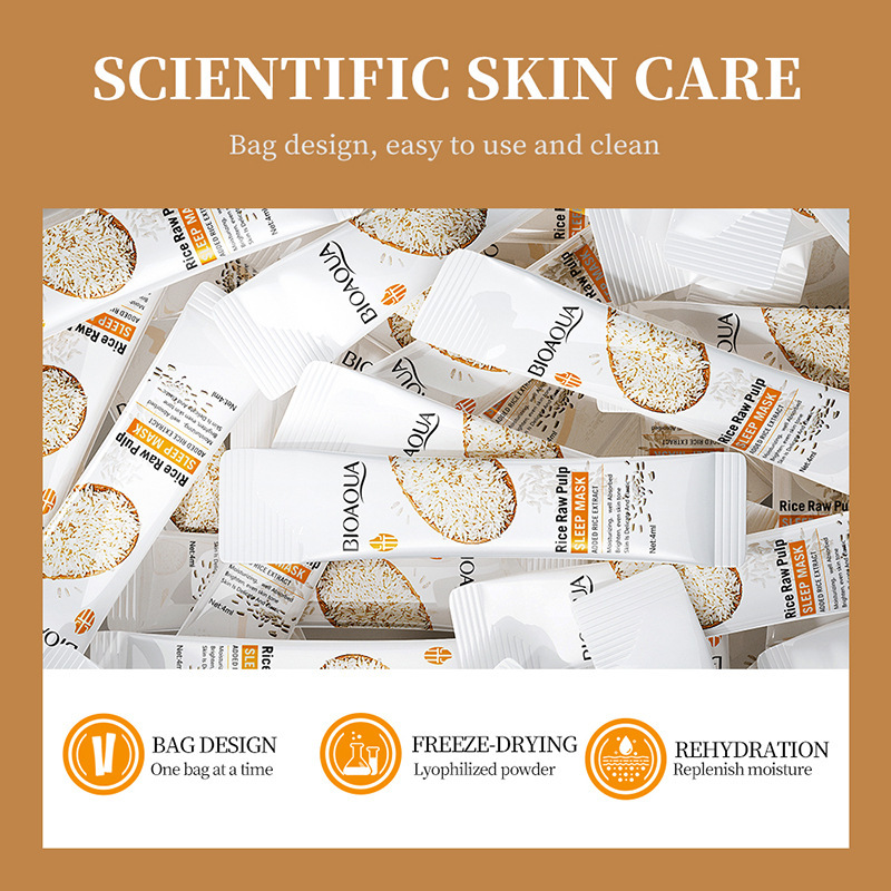 All-english BIOAOUA Rice puree Sleep Mask Hydrating and Moisturizing Cream Mask cross-border export wholesale details Picture