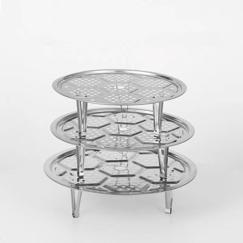 Stainless steel steaming sheet bracket grate, raised steaming rack, raised bracket, high and low leg steaming rack, triangular steaming rack feet Application Scenario