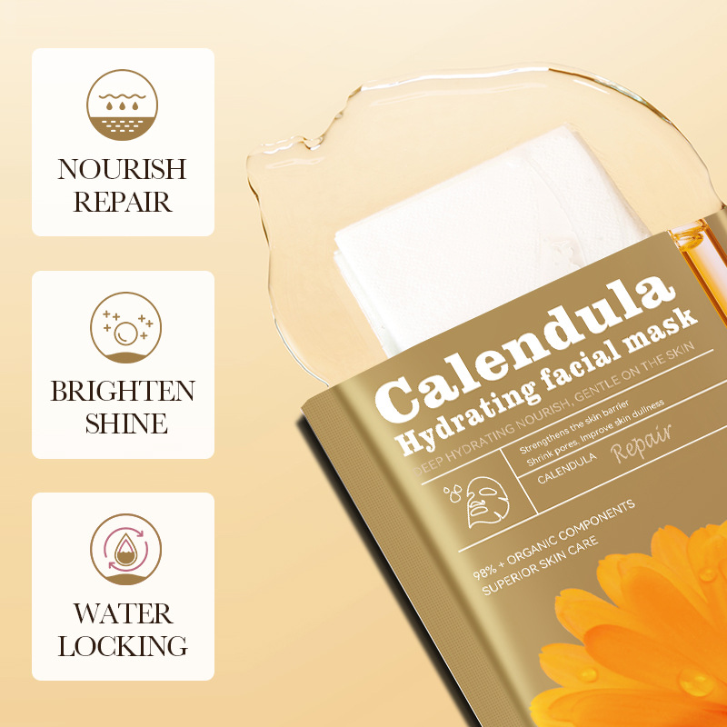 Cross-border export wholesale of SADOER calendula Hydrating and Repairing facial mask Moisturizing Mask Specification drawing