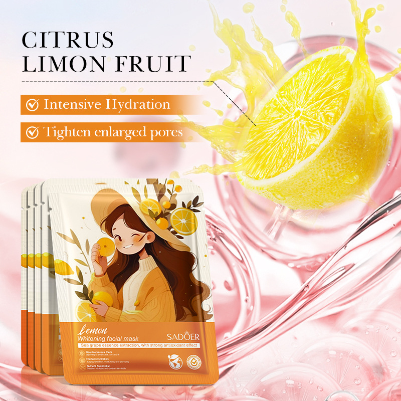Cross-border export wholesale of all-English SADOER lemon Whitening Mask, hydrating, Moisturizing and nourishing skin mask Specification drawing