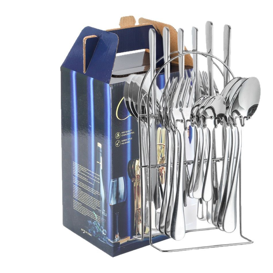 Amazon Stainless Steel Tableware 24-piece Set, Western Tableware Steak, Knife, fork and Spoon Gift Box, Cross-border Tableware set Item Picture