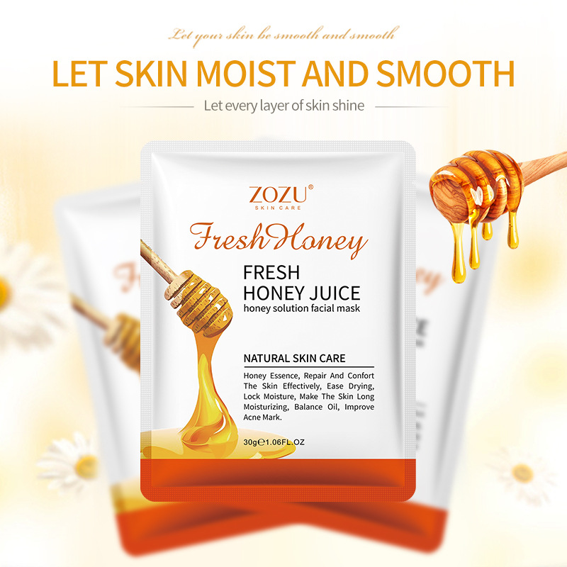 Cross-border export wholesale of all-English ZOZU honey Facial mask for hydrating, moisturizing and nourishing skin Item Picture