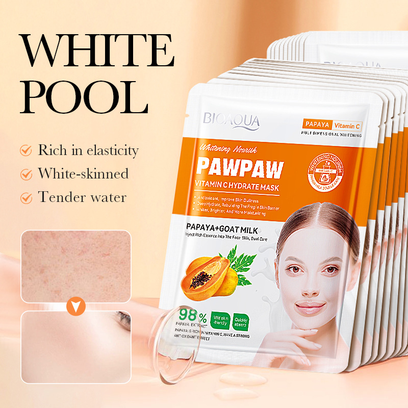 All-english BIOAOUA Papaya Vitamin C Brightening, Moisturizing and Hydrating Facial mask Cross-border wholesale details Picture