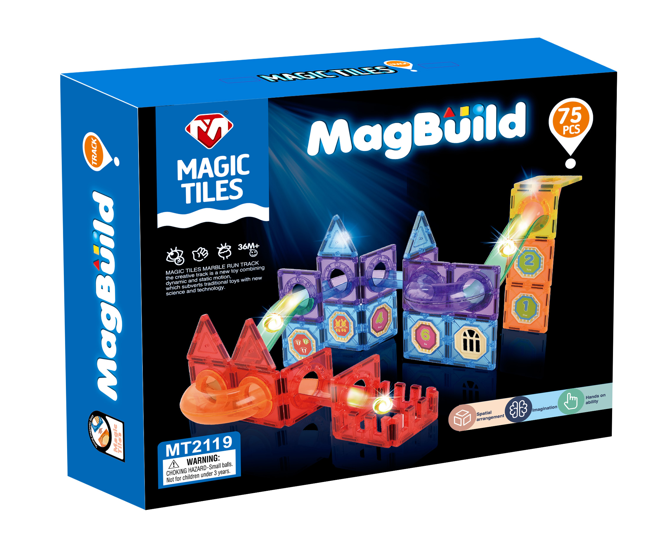 Cross-border children's color window ball bearing magnetic sheet track educational versatile three-dimensional assembly building blocks strong magnet jigsaw puzzle toys Specification image