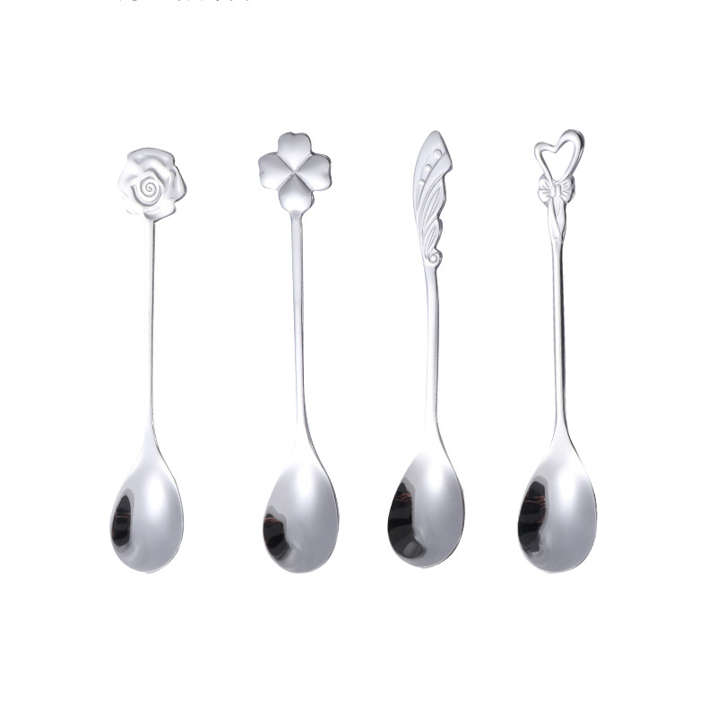 304 stainless steel spoon, creative heart-shaped flower stirring spoon, dessert, ice cream and coffee spoon Logo manufacturer Item Picture