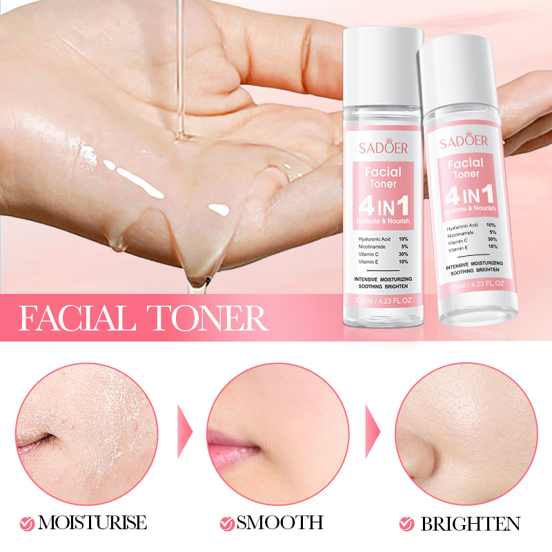 All-english SADOER Four-in-One Multi-effect Hydrating and Nourishing Toner, Hydrating and Moisturizing water, cross-border export wholesale Application Scenario