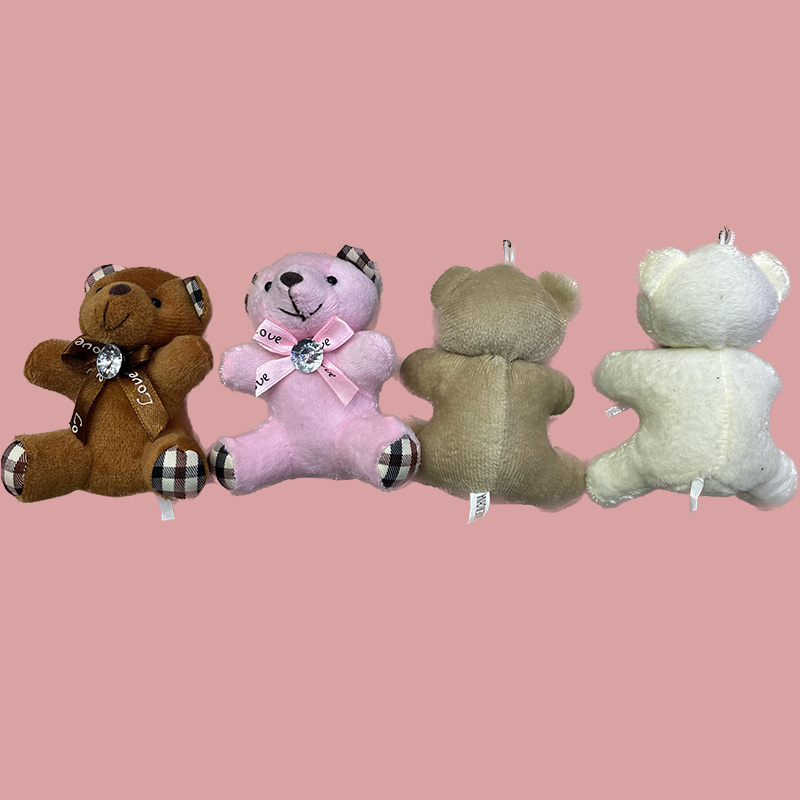 Diamond bow tie plush toys, Hong Kong bear, checkered bear, heart bear, creative dolls, cartoon accessories, plush figurines, keychains, cloth dolls, cute decorative gifts, claw machine factory direct sales