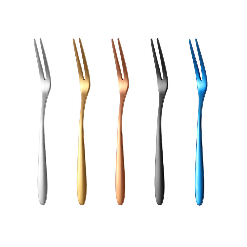 304 stainless steel fruit fork, salad fork, creative two-toothed cake fork, Western dessert signboard, hotel supplies tableware Item Picture