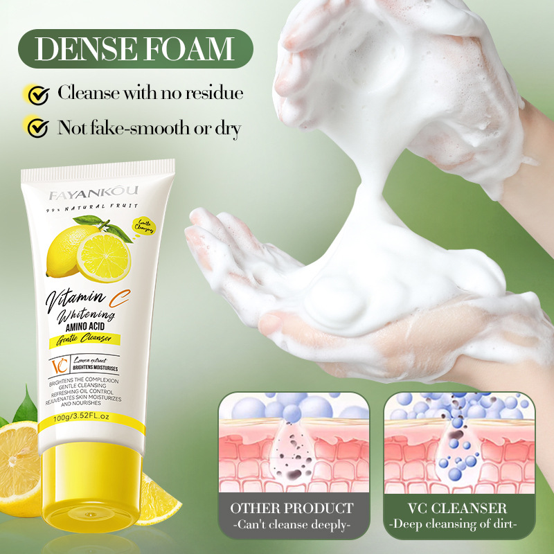 All-english FAYANKOU Lemon VC Whitening Amino Acid Gentle Facial Cleanser, cross-border export wholesale Application Scenario