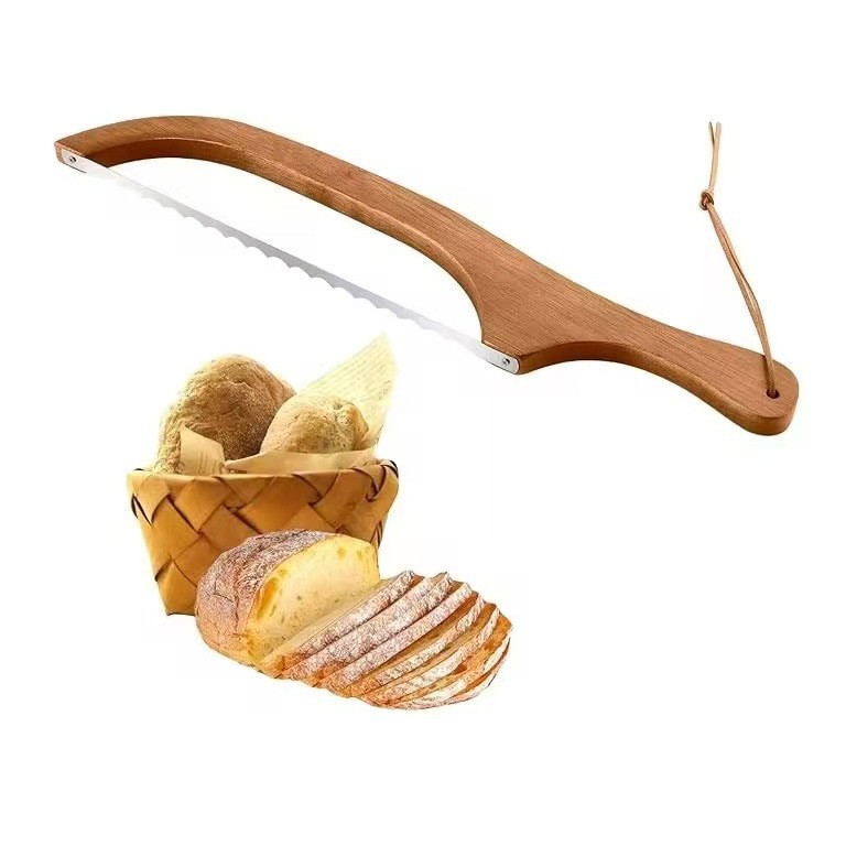 Wooden baguette slicer, bread sandwich slicer, simple toast saw, anti-bending bread cutter Item Picture