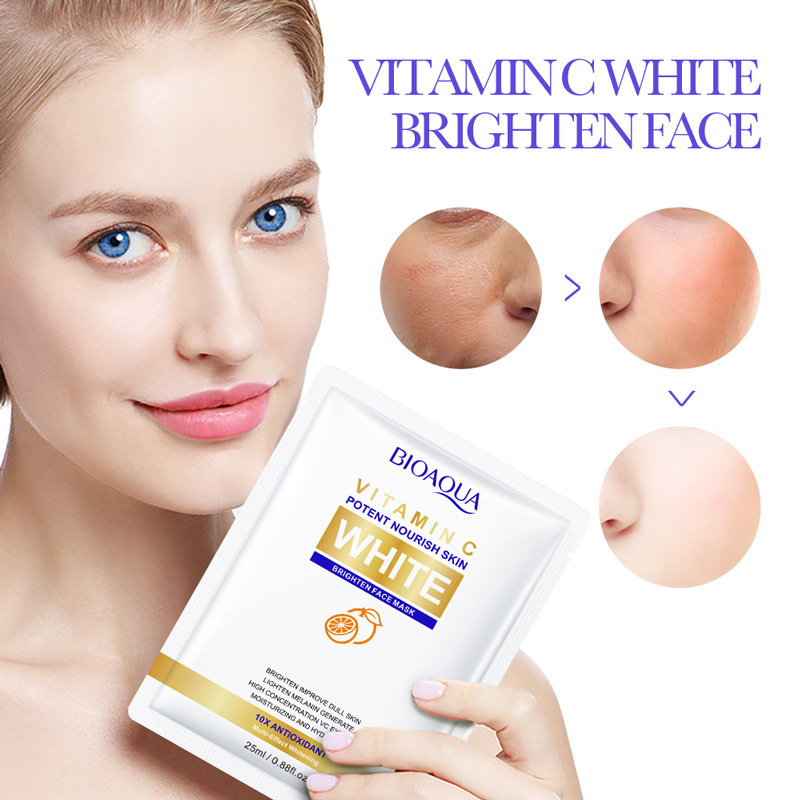 All-english BIOAOUA Vitamin C Whitening Facial mask Hydrating and Brightening Mask Cross-border export wholesale details Picture