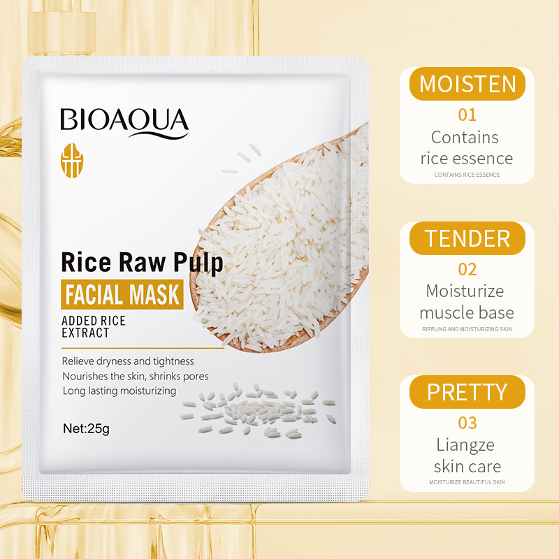 BIOAOUA Rice puree Mask Hydrating, Moisturizing and Nourishing skin care Sheet Mask for cross-border export details Picture