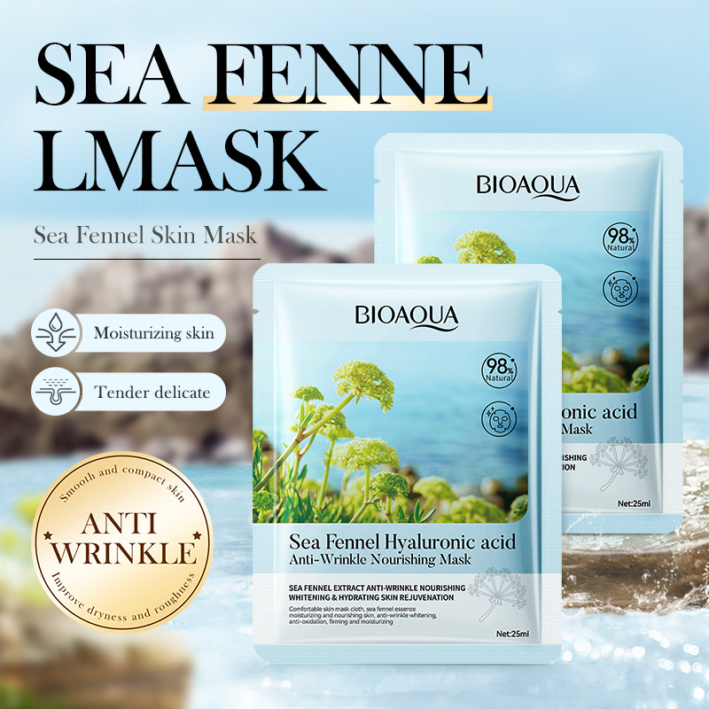 All-english BIOAOUA Sea Fennel Hyaluronic Acid Anti-Wrinkle Nourishing Facial mask Cross-border export wholesale details Picture