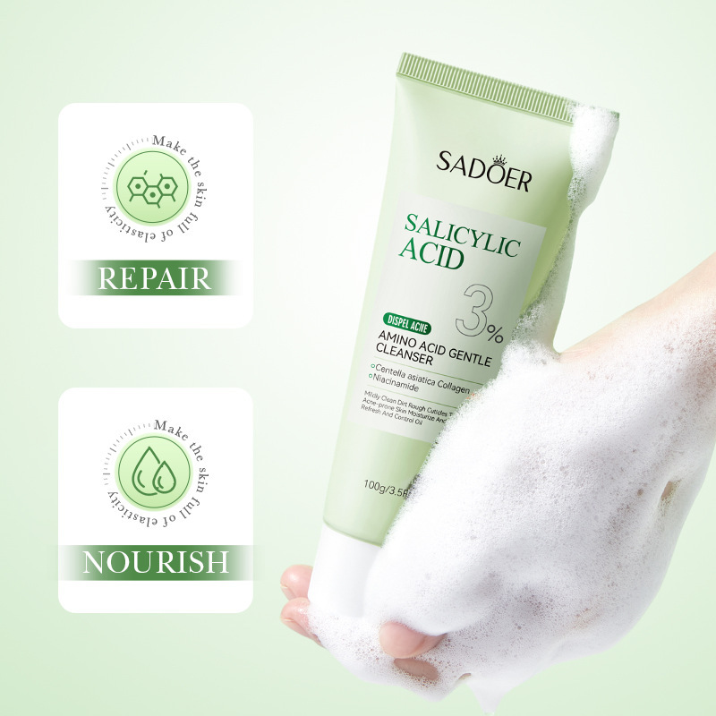 SADOER salicylic acid acne-fighting amino Acid Gentle Facial Cleanser Cross-border export wholesale Specification drawing