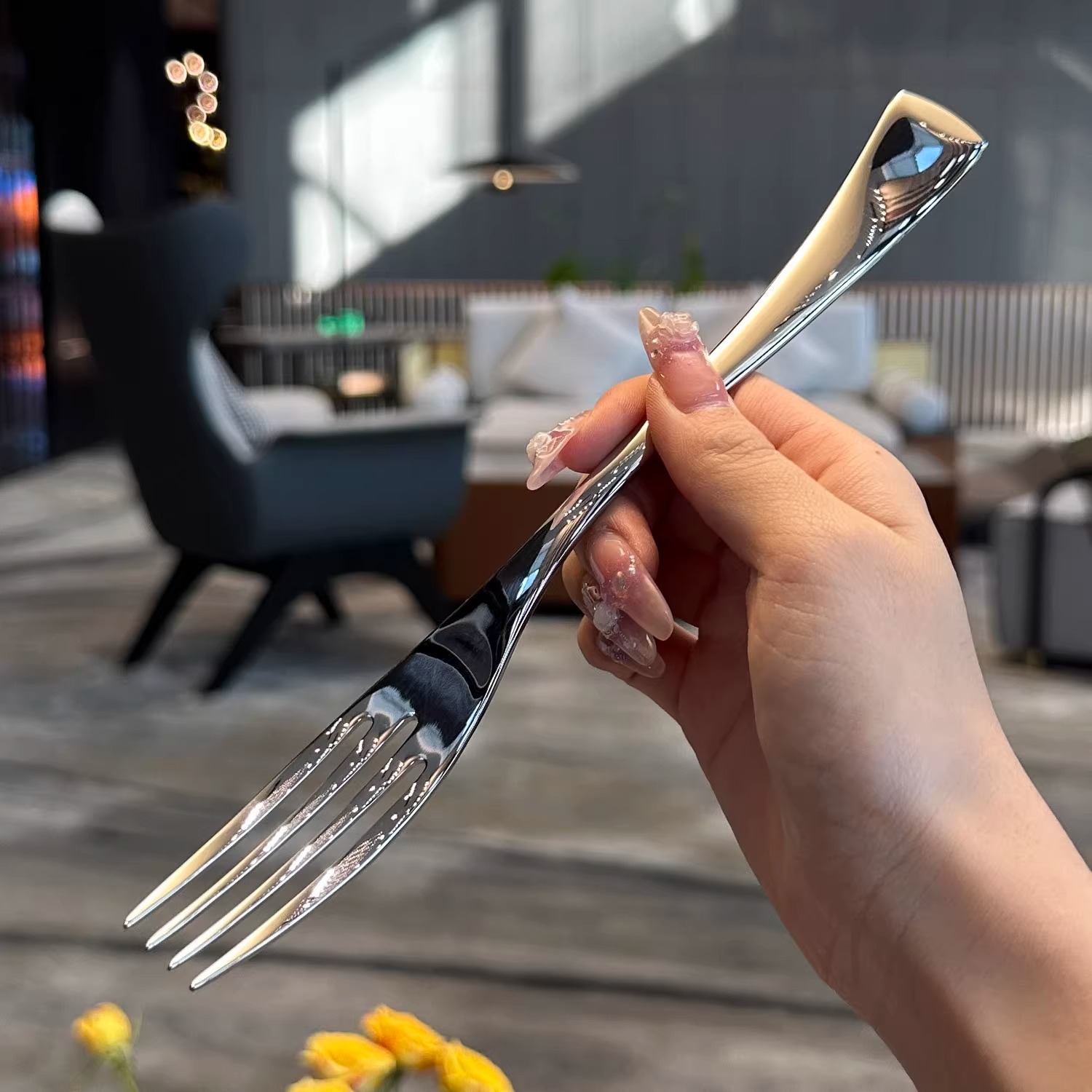 "High-end texture!" Export 304 stainless steel fork, fruit salad fork, long-handled steak and wine shop fork full figure