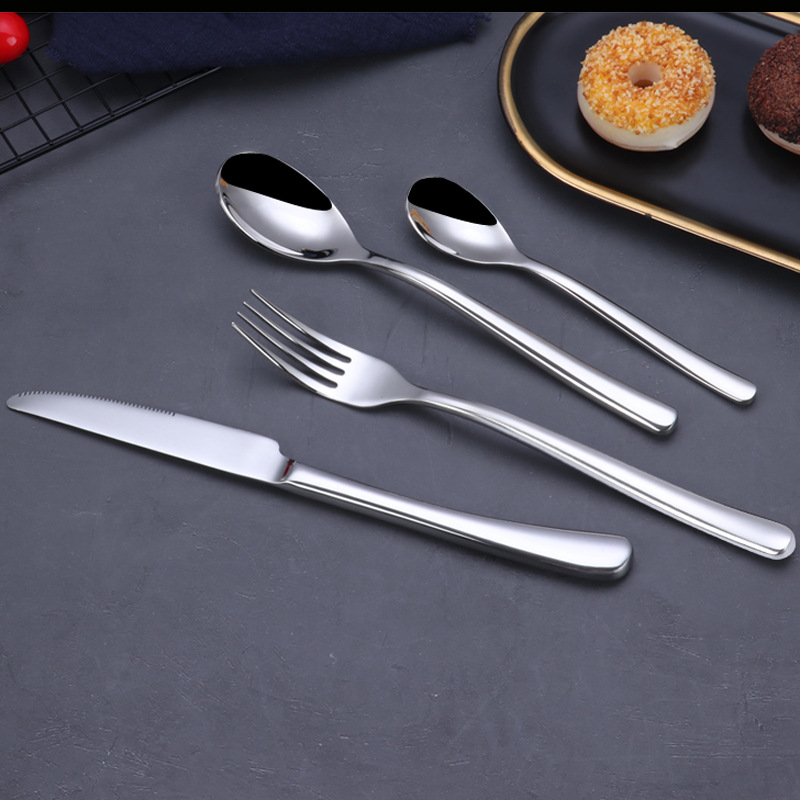 Wholesale French Moonlight stainless steel knives, forks, spoons, Western tableware, steak knives, forks, soup spoons, fruit forks, logos details Picture