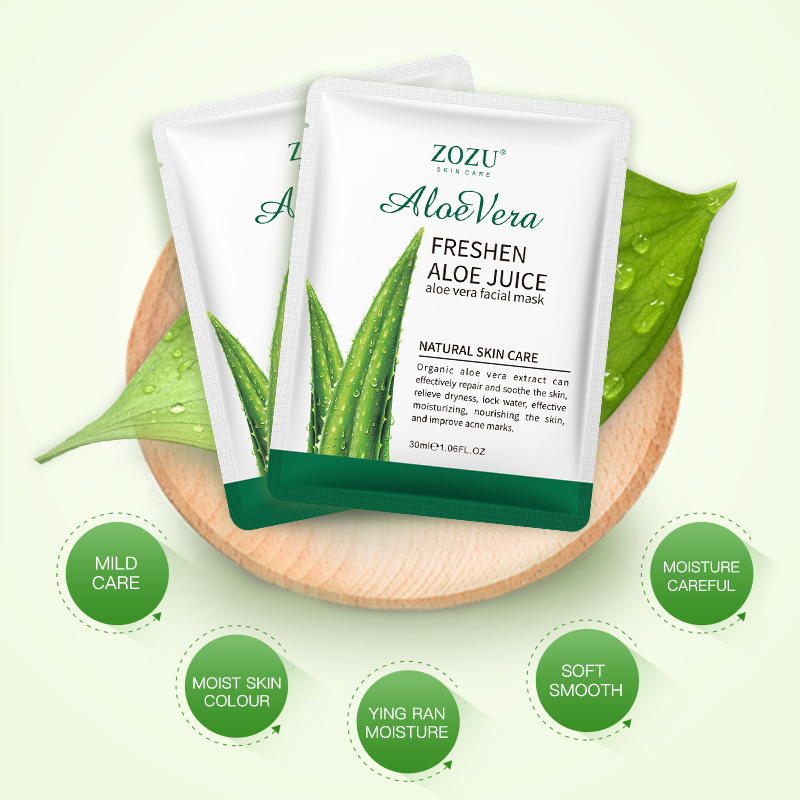 All-english ZOZU Aloe Vera Facial mask for hydrating, moisturizing and nourishing the face, cross-border export wholesale Specification drawing