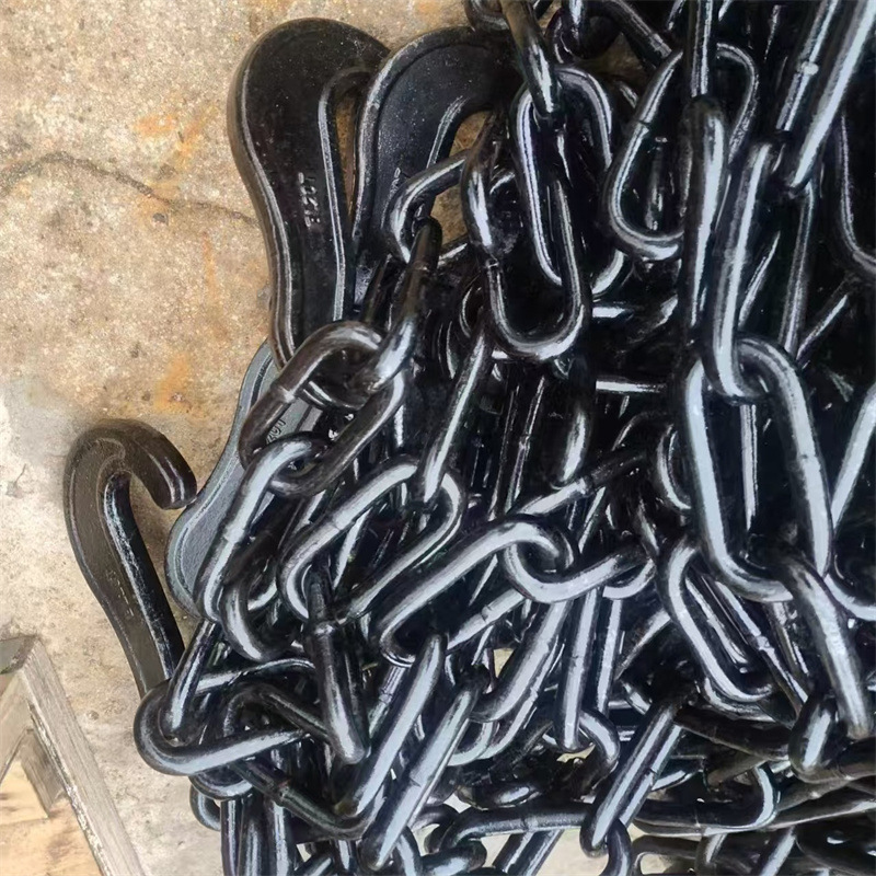 In stock: 13*80 container strapping chains, binding tensioning chains, Marine fastening chains, crossarm hooks, strapping chains Application Scenario