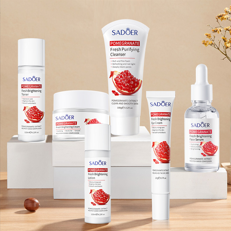 Cross-border export wholesale of SADOER Pomegranate Revitalizing Beauty Care Products Set, Hydrating Eye Cream and Face Cream in full English details Picture