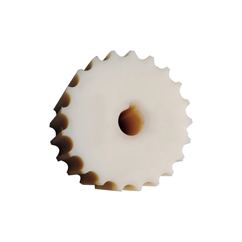 Stainless steel flat top chain plate with matching sprocket, white semi-open gear drive wheel, nylon driven wheel and driving sprocket Item Picture