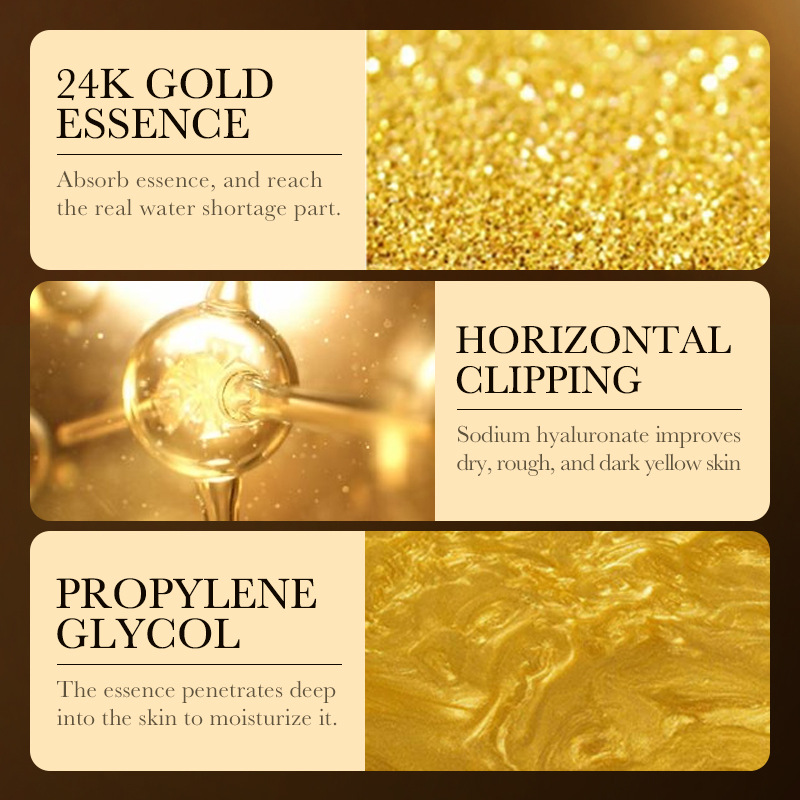 All-english ZOZU24K Gold Hyaluronic Acid Moisturizing and Repairing Essence Moisturizing Serum Cross-border export Wholesale Application Scenario