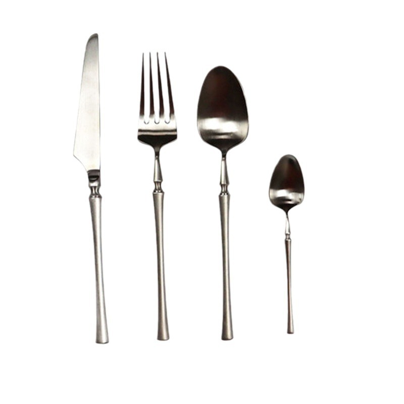 Four-piece set of Western cuisine knife, fork and spoon tableware, 304 stainless steel steak knife and fork, household European luxurious matte dessert fork Item Picture