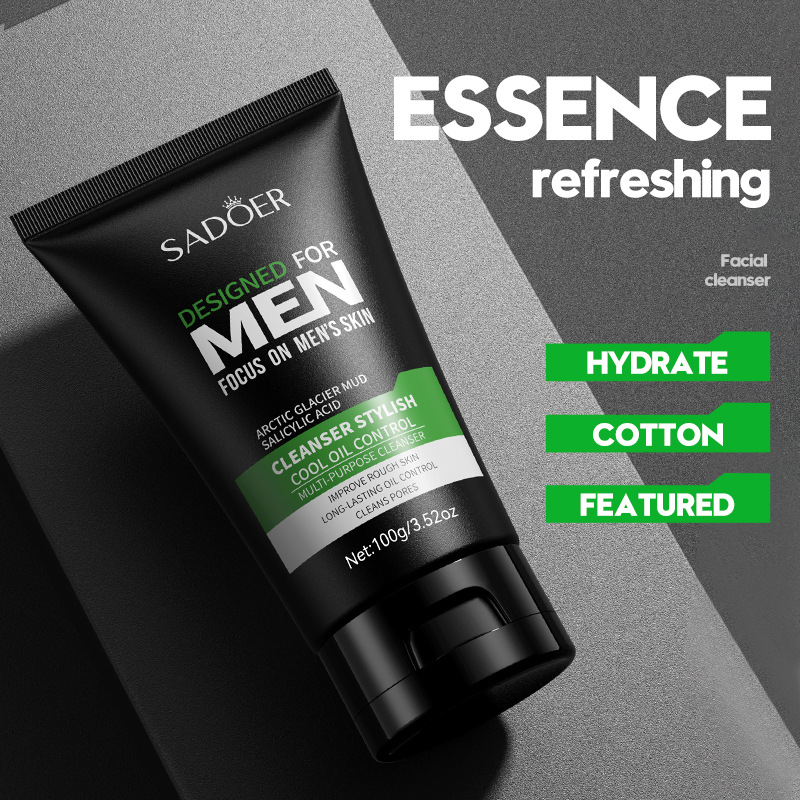 Cross-border wholesale of all-English SADOER Cool and stylish Men's multi-effect Facial cleanser Application Scenario