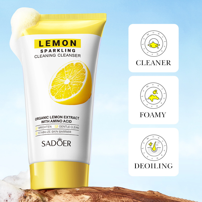 Cross-border export wholesale of all-English SADOER Lemon Brightening Facial cleanser details Picture