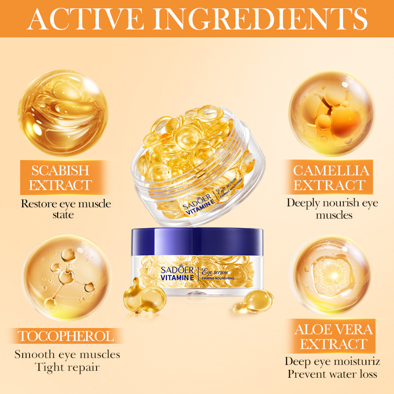 Cross-border wholesale of SADOER Evening primrose Vitamin E Firming Eye Serum and Moisturizing Eye cream in English Item Picture