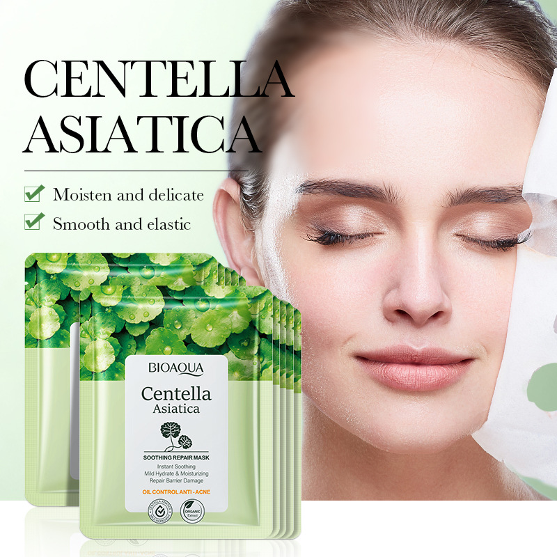 All-english BIOAOUA Centella asiatica Soothing and Repairing Facial mask Moisturizing and Hydrating Mask Cross-border wholesale details Picture