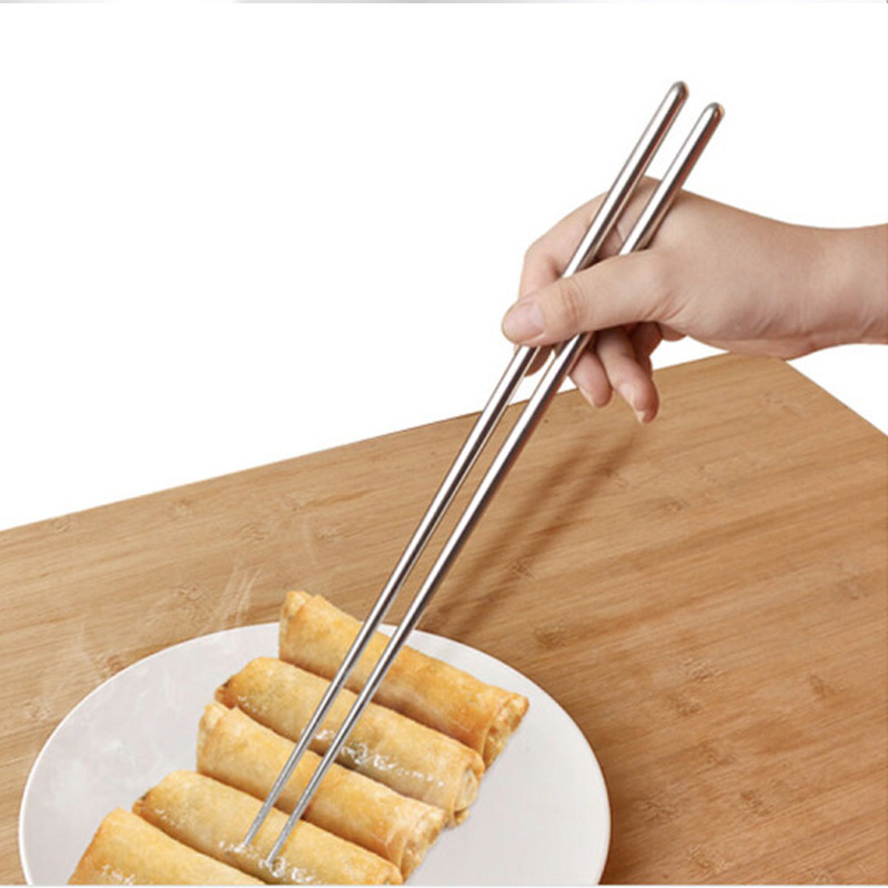 304 stainless steel long chopsticks, deep-frying chopsticks, kitchen household hot pot noodles chopsticks, heat-resistant 36cm extended chopsticks details Picture