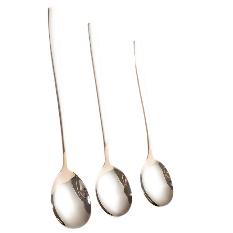 316L stainless steel food-grade spoon, household high appearance level dining spoon, children's spoon, thickened long-handled spoon Item Picture