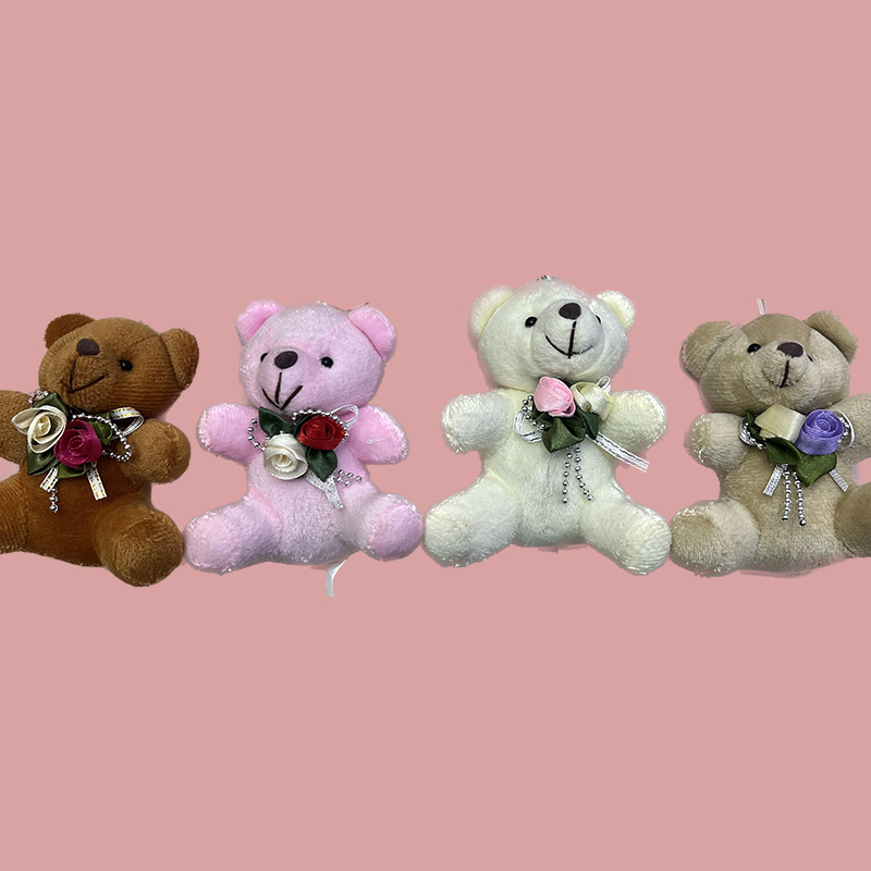 毛绒玩具香港小熊玫瑰熊抱玫瑰熊创意玩偶卡通周边挂件毛绒公仔挂件钥匙扣布偶挂件可爱装饰礼物夹娃娃机厂家直销