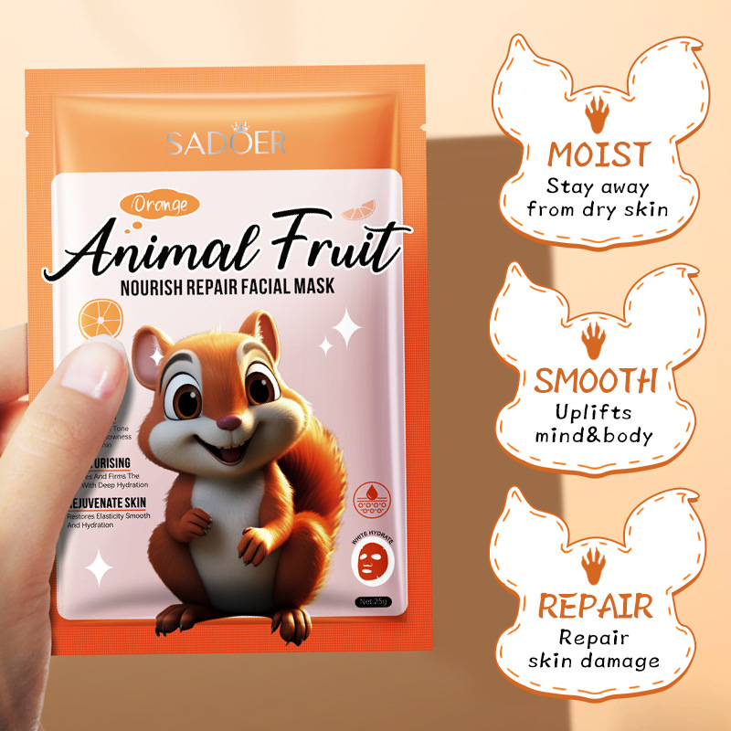 Cross-border wholesale of SADOER Squirrel Orange Nourishing and Repairing Facial mask in English details Picture