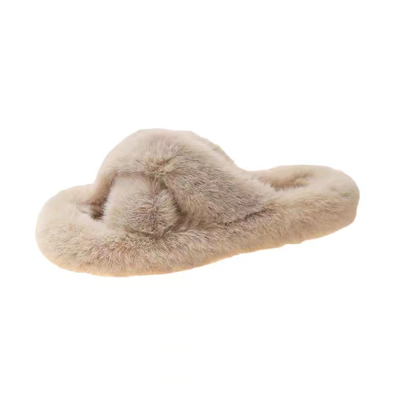 Cross-wool slippers for women's outerwear 2023 new Korean style ins trendy shoes for autumn and winter warmth, home cotton slippers 483 Item Picture