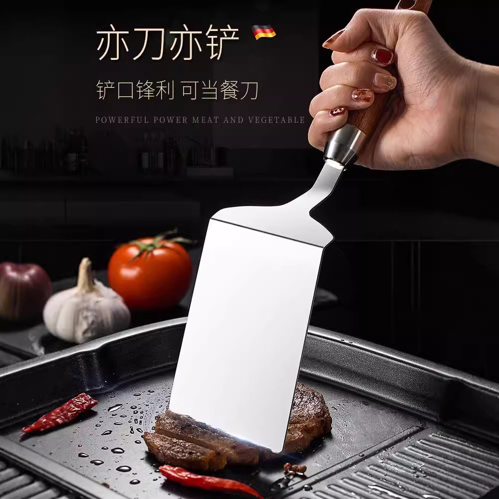 Stainless steel frying spatula for pancake and fruit, steak, teppanyaki, flat spatula for frying eggs, pancake spatula, pizza spatula details Picture